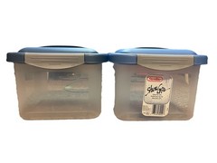 Vintage Sterilite Show Offs 2000 Blue Gray Small 1892 Handle Snap Lid Set of 2
