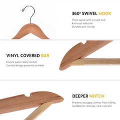 Quality Wooden Hangers – Slightly Curved Hanger Set – Solid Wood Coat Hangers…