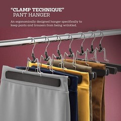 High-Grade Wooden Pants Hangers with Clips Non Slip Slack Skirt Hangers, 10 Pack