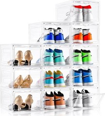 Clemate Upgraded X-Large Shoe Organizer,Shoe Storage Organizer,12 Pack,Shoe Box