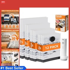 12 Pack Vacuum Travel Bags With Pump for Clothes 4 Small 4 Medium 2 Large 2