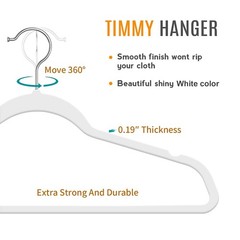 50 Pack Slim Plastic Hangers 17.7 Inch Non Slip Heavy Duty White