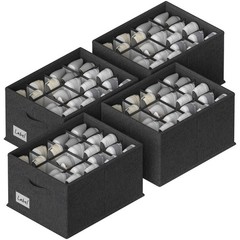 4 PCS 16.5×12.6×9.5 Inch Foldable Shoe Organizer Bins With Bottom Support