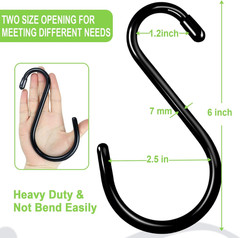 12 Pack 6In Heavy Duty Large S Hook Vinyl Coated S Hooks Hanging Plants 7mm