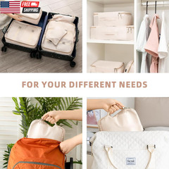 8 Set Packing Cubes Luggage Packing Organizers for Travel Accessories-Cream