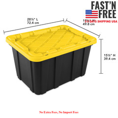 6 Pack Large Storage Bin 27 Gallon Durable Plastic Storage Tote Snap-On Lid