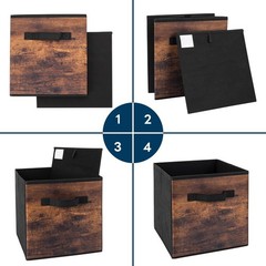 11″ Fabric Storage Cubes 6-Pack, Foldable Bins with Handles, Closet Organizer, B