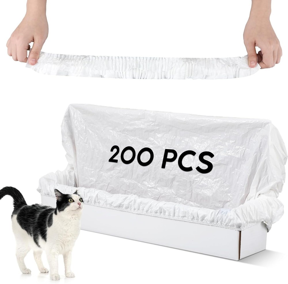 200 Pcs Elastic Band Trash Bags for Popur X5 Self-Cleaning Litter Box Self Clean