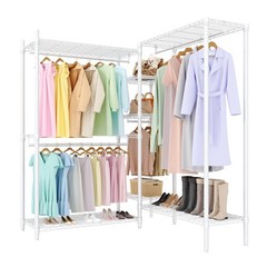 Clothes Rack L Shaped for Corner, Heavy Duty Garment Rack with 3 Hanging Rods…