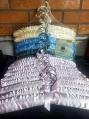 16 Padded Satin 15in Traditional Hangers, Pink/Blue/White/Green