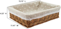 Natural Wicker Rectangular Storage Basket for Arts and Crafts Organization