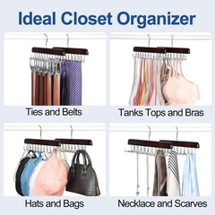 40 Hooks Belt Tie Hanger Space Saving for Closet, 2 in 1 Belt Ties Racks Max …