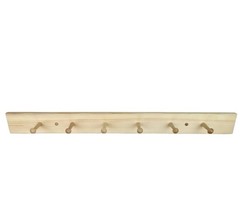 36” Solid Wood Shaker Peg Rail Coat Rack 6 Peg Kitchen Mug Display Oiled Finish