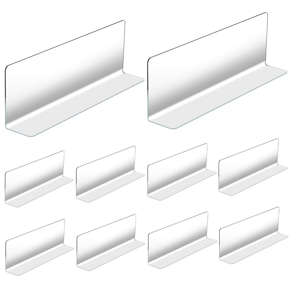 10Pcs Clear Plastic Shelf Dividers 7.87X2.36X1.18In L-Shaped Store Goods Sepa…