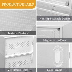 Shoe Storage Boxes 12 Pack Clear Plastic Stackable – White