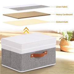 Fabric Storage Bin, Basket 13×9.1×7.9in(1-Pack), White/Grey