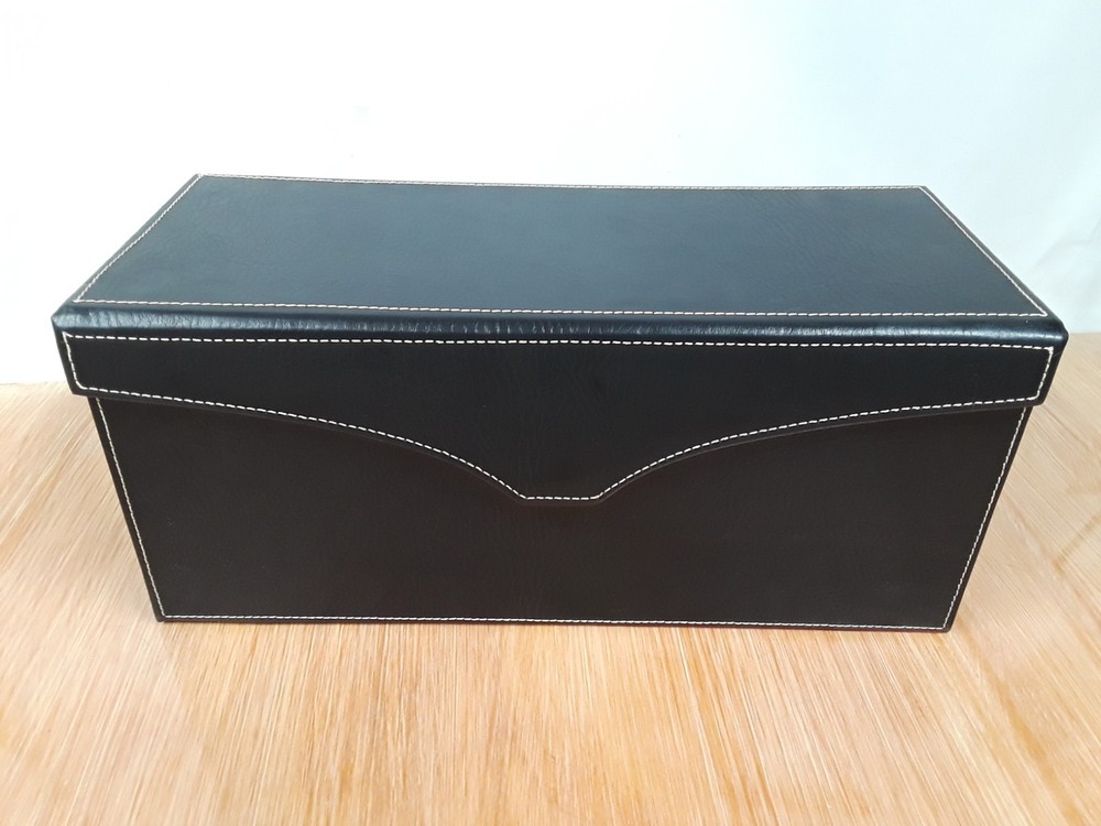 Faux Leather Storage Box Lidded Magnet Closure Red Velvet Inside 14x6x6