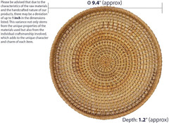 Hand Woven Rattan Serving Basket 9.45 Inch – round Platter for Fruit, Snacks, Ap
