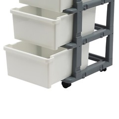 16.5*13.3*34.5in White/ Grey Rectangular PP 4-Drawer Organizer With Tray Top