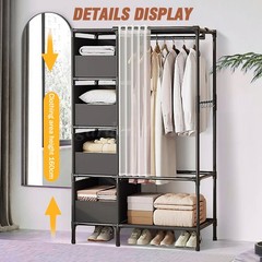 Clothes Rack Heavy Duty Clothing Garment Rack Storage 4 Drawer Bedroom Organizer