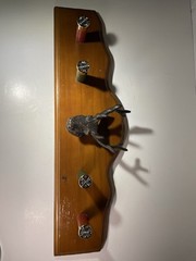 VTG Folk Art Shotgun Shells Deer Head Antlers Wall Mount Coat Jacket Wood Rack
