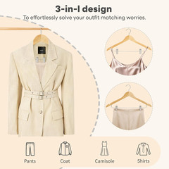 12 Pack Premium Wooden Suit Hangers with Clips for Dresses, Coats, and Pants