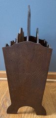 Vintage Wood Wooden Magazine Book Stand Holder Rack With Handle MCM 20x13x8