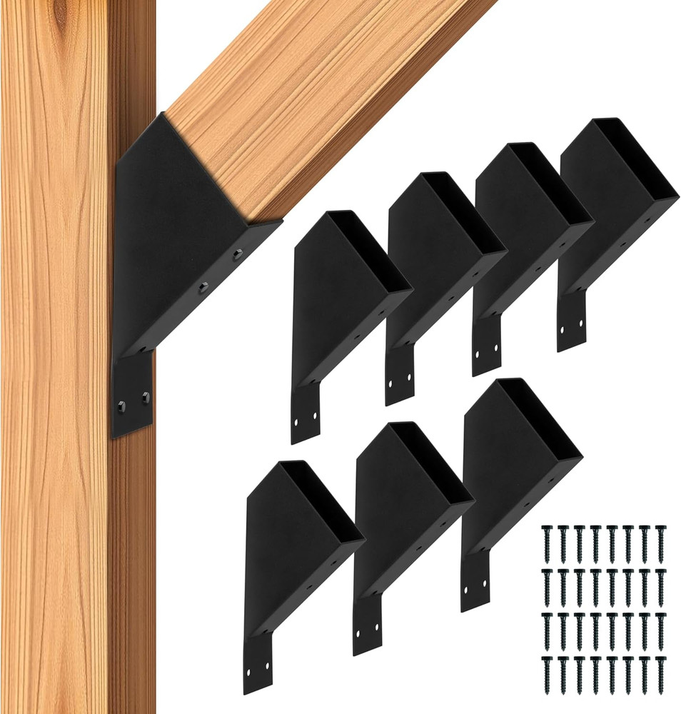 8 Pack 2×4 Pergola Brackets 45 Degree Corner Kit Steel Powder Coated Roof Gazebo