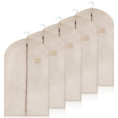 5 Packs Cotton Garment Bag for Hanging Clothes, 40″ Breathable Hanging Suit C…