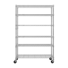 Heavy Duty 6 Tier Storage Shelves Metal Shelf Wire Metal Storage Rack with Wheel
