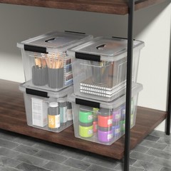 6-Pack 12 Litre Plastic Latching Storage Box w/ Clear Lid & Handle Containers