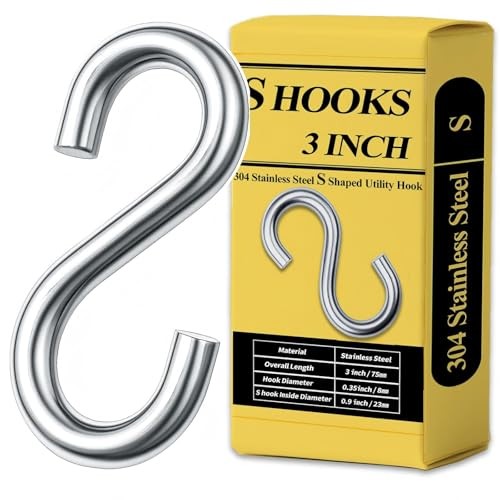 30Stainless Steel 3 Inch S Hooks PCS S Hooks for Hanging Heavy Duty Static 4