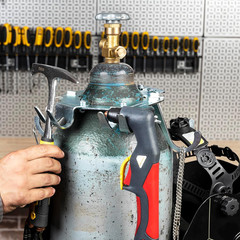Universal Fit Gas Cylinder Accessory Hanger, 6 Multi-Purpose Hooks, 4-Point Lock
