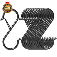 12 Pack Heavy Duty Metal 3.5″ S Hooks with Safety Buckle for Hanging Kitchen Ute