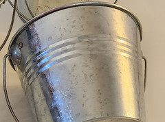 Lot 3 Silver Metal Bucket Pail Handle Tin 4.5 x 5.5″ Embossed Flowers Galvanized