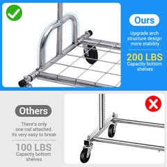 450lbs Garment Rack Clothes Rack Commercial Rolling Heavy Duty Clothing Hanger