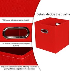 Versatile Foldable Red Storage Bins – 11x11x11 Inches for Home Organization