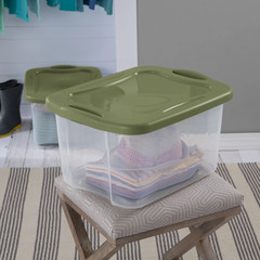 40 Quart Hingelid Clear Storage Box with Latch Lid & Comfort Grip, Da