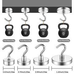 6 Pack 110 Lbs Magnetic Hooks Heavy Duty, Neodymium Magnet Hooks, Strong Black M