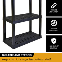 Hyper Tough Plastic Storage Shelves Garage Shelving Unit 4-Tier 57″H x 14″D x 30