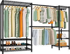 Heavy-Duty Metal Garment Rack with 8 Shelves, 4 Hanger Rods, 1034 LBS Capacity