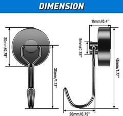 6 Pack Magnetic Hooks Heavy Duty, 35LBS Swivel Swing Neodymium Magnet Hooks