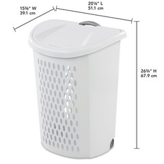 (2 pack) Sterilite Ultra Wheeled Hamper, Plastic Laundry Hamper with Wheels for