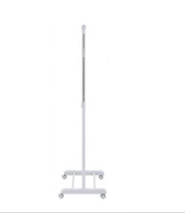 Heavy Clothes Hanger Adjustable Height Rolling Garment Rack Metal Chrome White