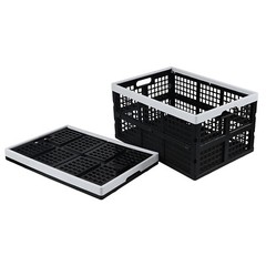 Idotry 42L Collapsible Storage Crates Plastic Folding Utility Milk Bins, 2Packs