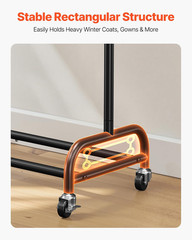 Clothes Rack, Rolling Clothing Garment Rack with Adjustable Crossbar and Side Ho