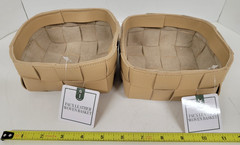 Set of 2 Small Faux Leather Woven Storage Baskets 5.5″ x 5.5″ x 3″
