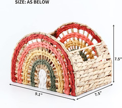Natural Wicker Storage Basket with Handle – 9.1″ Rainbow Decor Accent