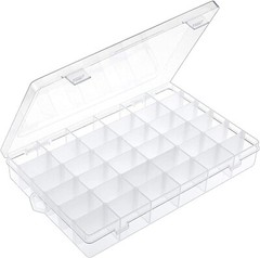 36 Grids Clear Plastic Organizer Box Storage Jewelry Box w/ Adjustable Dividers