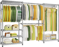 E1 Heavy Duty Closet Garment Rack, 6 Tiers Adjustable Metal Freestanding Expanda